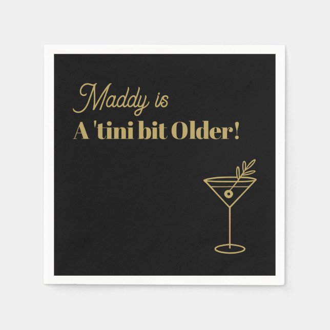 Serviette En Papier Personnalisé 30e anniversaire Martini Napkin Faux  (Devant)