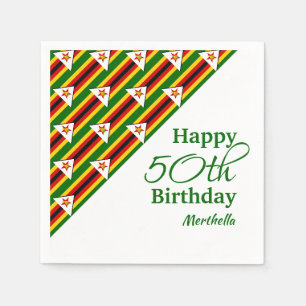 Serviette En Papier Personnalisé 50E ANNIVERSAIRE Zimbabwe Drapeau pap