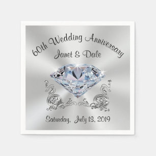 Serviette En Papier Personnalisé 60e anniversaire de Mariage Cocktail 