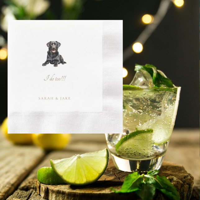 Serviette En Papier Personnalisé Animal Black Lab Mariage couché Naple (Créateur téléchargé)