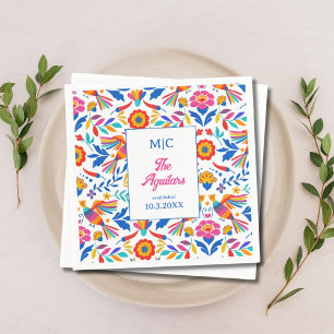 Serviette En Papier Personnalisé Art folklorique Floral Fiesta Mariage