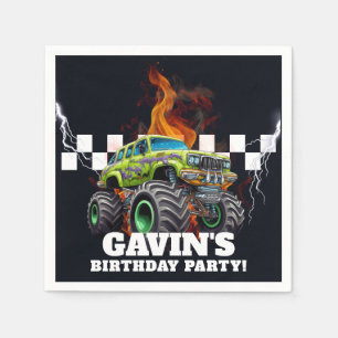 Serviette En Papier Personnalisé Avec Le Nom Retro Monster Truck