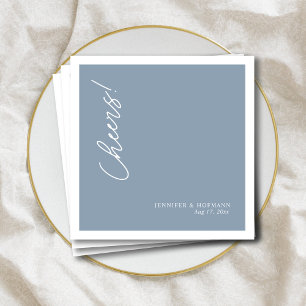 Serviette En Papier Personnalisé Blanc "Cheveux !" Mariage bleu Dusty