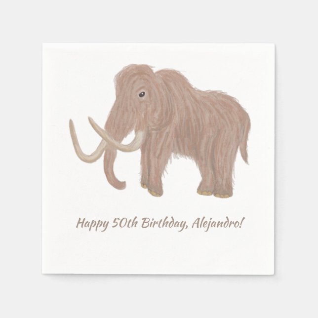 Serviette En Papier Personnalisé Brown Wooly Mammoth Party (Devant)