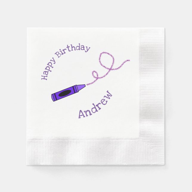 Serviette En Papier Personnalisé Crayon violet (Devant)