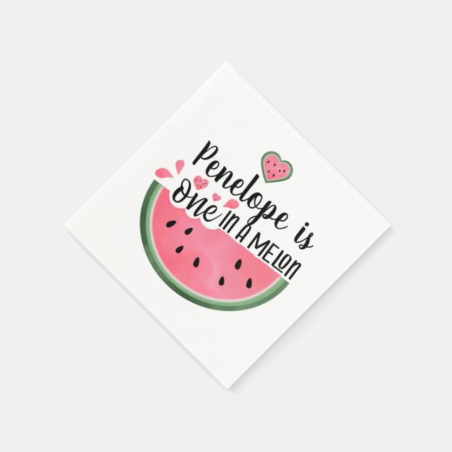 Serviette En Papier Personnalisé Dans Un Melon Anniversaire (Coin)
