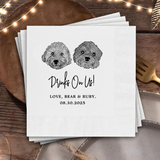 Serviette En Papier Personnalisé Deux Cocktails pour animaux Mariage d