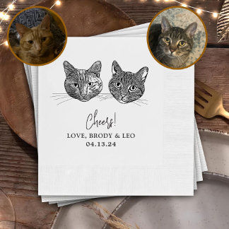 Serviette En Papier Personnalisé Deux Cocktails pour animaux Mariage d