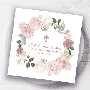 Serviette En Papier Personnalisé Editable Première Sainte Communion
