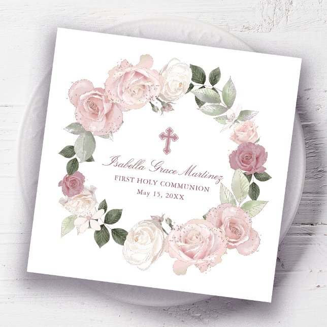 Serviette En Papier Personnalisé Editable Première Sainte Communion (Créateur téléchargé)