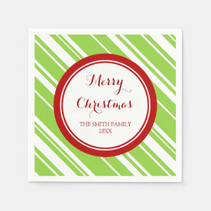 Serviette En Papier Personnalisé Famille Noël Grille verte Naples