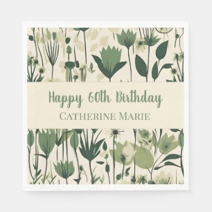 Serviette En Papier Personnalisé Joyeux 60e anniversaire Fleur sauvage