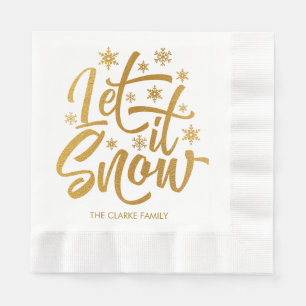 Serviette En Papier Personnalisé Let it Snow Gold Foil Fête