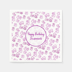Serviette En Papier Personnalisé Lié Purple Hearts Motif Modèle Napki