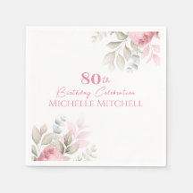 Personnalisé moderne 80e anniversaire rose floral