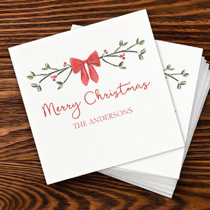 Serviette En Papier Personnalisé Noël mignon Coquette Bow tendance
