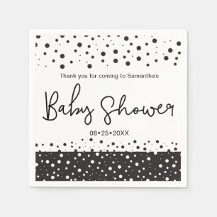 Serviette En Papier "Personnalisé" Noir et blanc, Baby shower