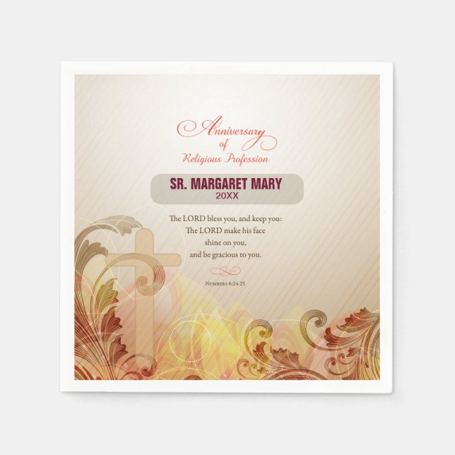 Serviette En Papier Personnalisé Nom et année Nun, 60e Anniversaire Re (Devant)