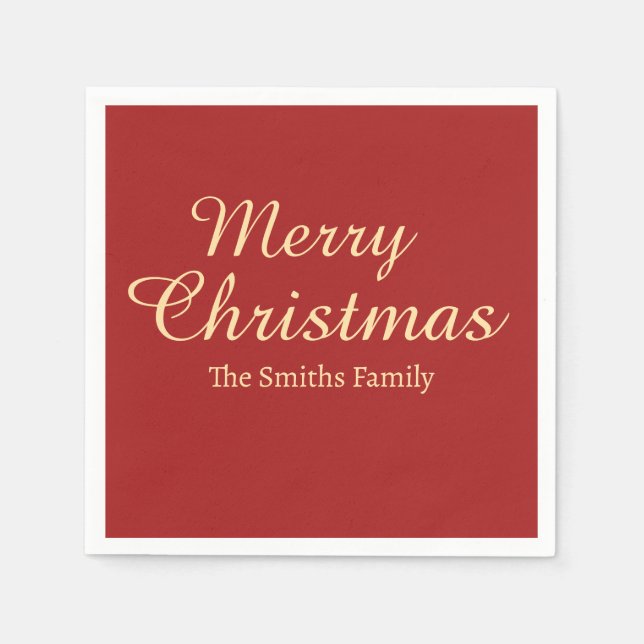 Serviette En Papier Personnalisé Nom personnalisé moderne Joyeux Noël (Devant)