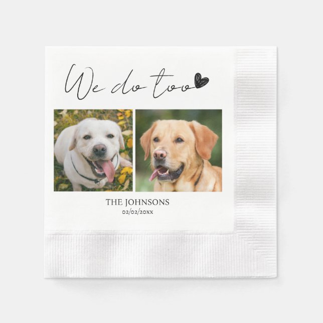 Serviette En Papier Personnalisé nous faisons trop animal chien mariag (Devant)