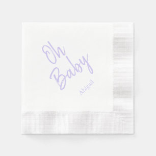 Serviette En Papier Personnalisé Oh Baby "Nom" Lavender Baby shower