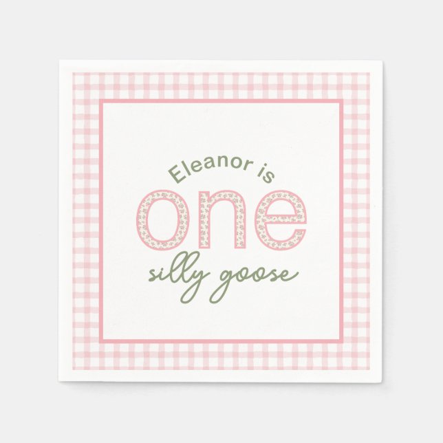 Serviette En Papier Personnalisé "One Silly Goose" Anniversaire Napkin (Devant)