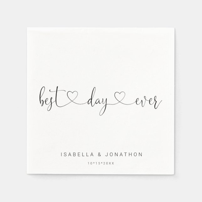 Serviette En Papier Personnalisé Personnalisé "Best Day Ever" Mariage  (Devant)