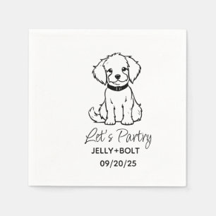 Serviette En Papier Personnalisé Photo moderne élégante Chien Mariage 