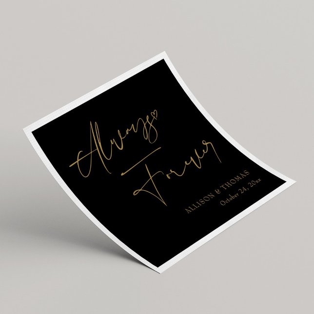 Serviette En Papier Personnalisé toujours et jamais en Mariage or (Personalized Always and Forever in Gold Wedding Napkins)