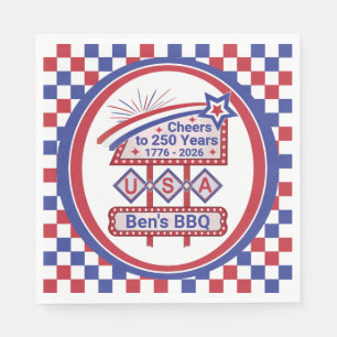 Serviette En Papier Personnalisé USA 250–Marquise Rétro Patriotique