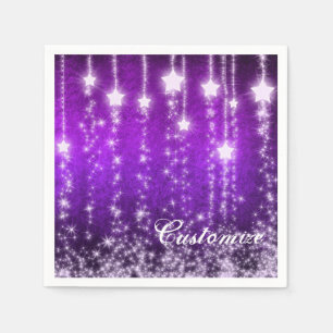 Serviette En Papier Personnalisé Violet Étoiles de chute Holiday Napki