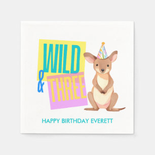 Serviette En Papier Personnalisé Wild & Trois Kangaroo 3ème Anniversai
