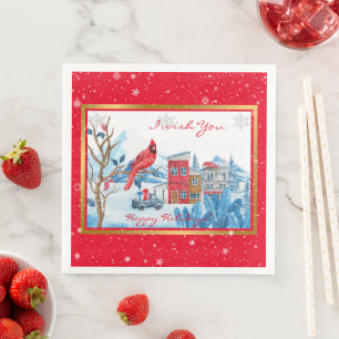 Serviette En Papier Personnaliser Cardinale Et Paysage