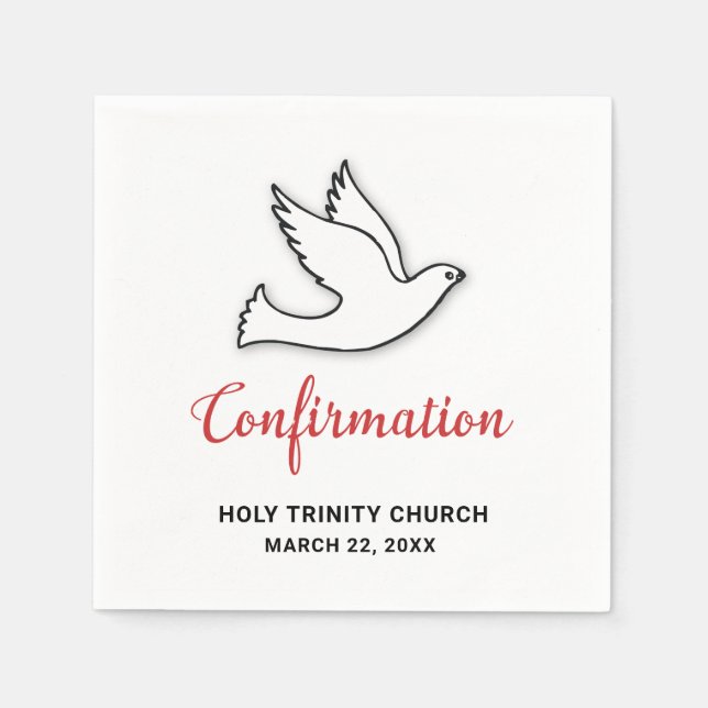 Serviette En Papier Personnaliser de confirmation Dove avec rouge (Devant)