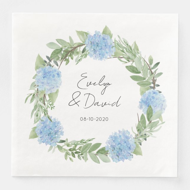 Serviette En Papier Personnaliser Hydrangea Aquarelle (Devant)