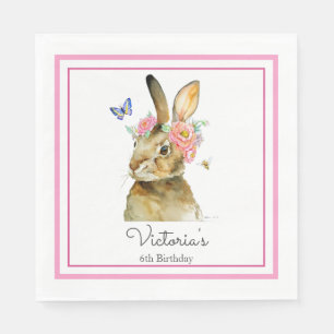 Serviette En Papier Personnaliser Papier Lièvre de Napkin avec fleurs