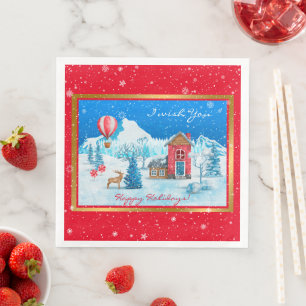 Serviette En Papier Personnaliser sur le paysage neigeux