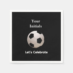 Serviette En Papier Personnalisez vos initiales Boule de Football Noir