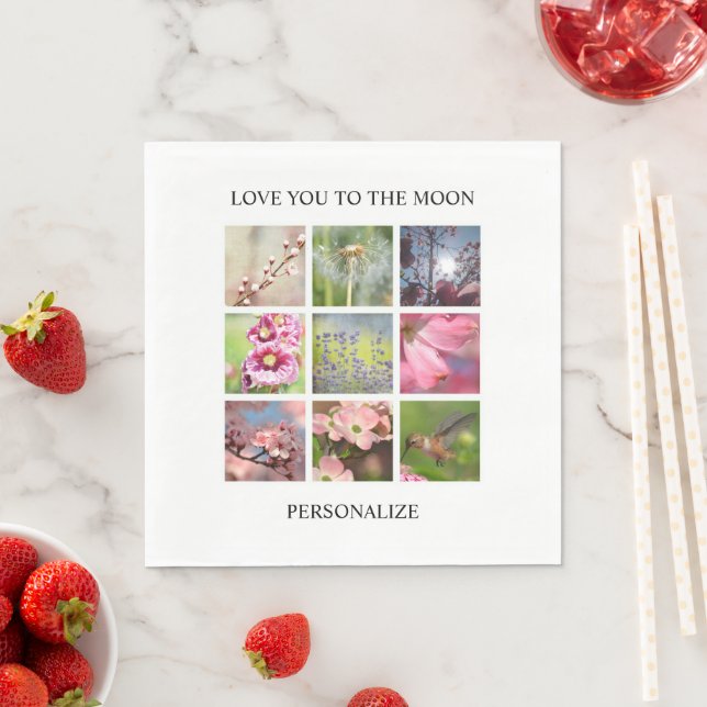 Serviette En Papier Personnalized Text and Photo Collage (En situation)