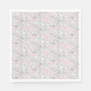 Serviette En Papier Pétales Blanches À Fleur D'Hydrangée Sur Rose