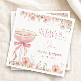 Serviette En Papier Pétales de ruban rose et prosecco rosé pour une Ba