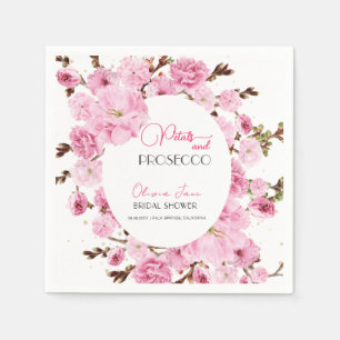 Serviette En Papier Pétales et Prosecco Aquarelle Pinkwhite Arch Flora