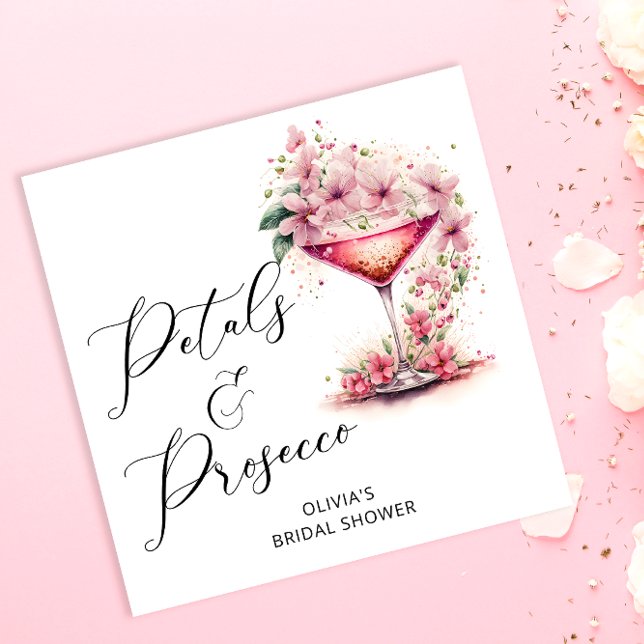 Serviette En Papier Pétales florales roses et mariée de Prosecco (Créateur téléchargé)