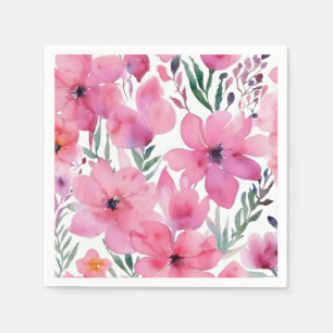 Serviette En Papier Pétales roses Fleurs peintes aquarelle florale