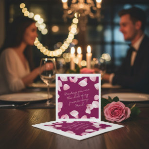 Serviette En Papier Pétales roses romantiques note d'amour