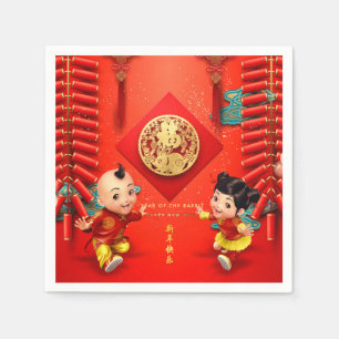 Serviette En Papier Pétards chinois traditionnels Rabbit Year PPN