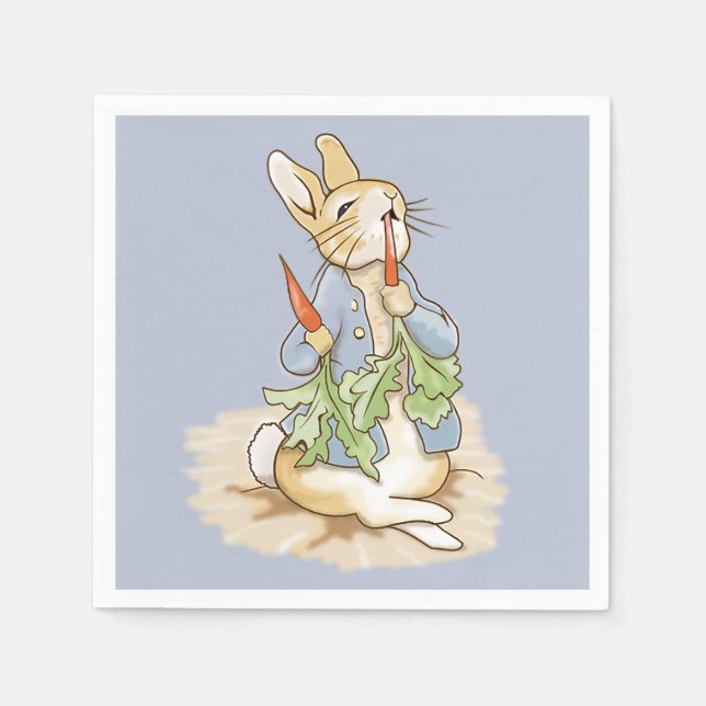 Serviette En Papier Peter le lapin mange une carotte (Devant)