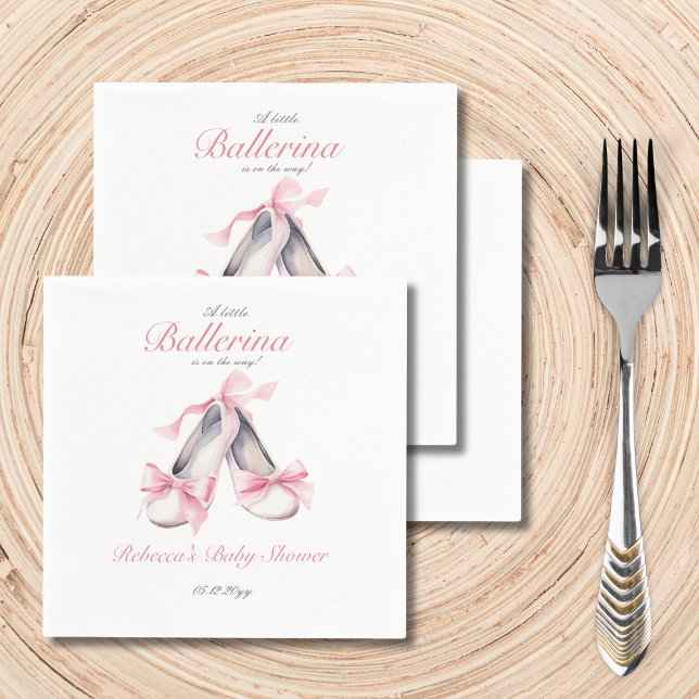 Serviette En Papier Petit Baby shower Ballerina Pink Bow Girl (Créateur téléchargé)
