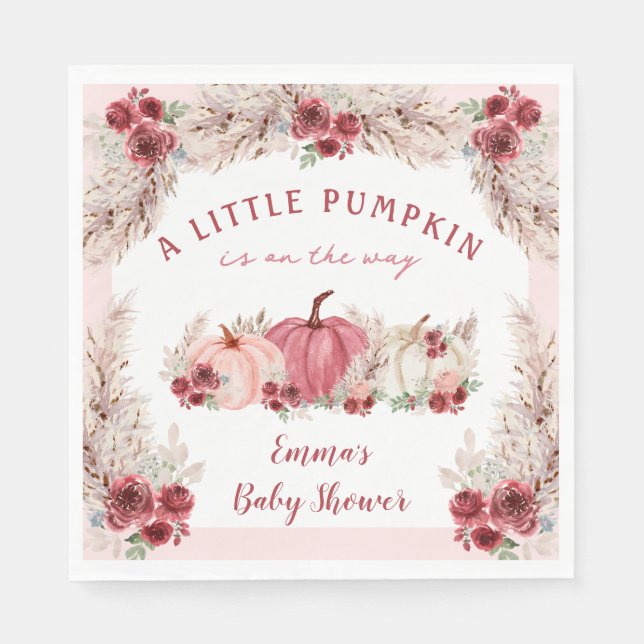 Serviette En Papier Petit Baby shower Citrouille Marsala Pink Napkins (Devant)