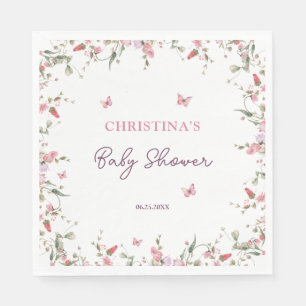 Serviette En Papier Petit Baby shower d'aquarelle papillon